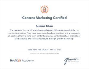 content marketing certified expert usama khan